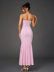 Sexy Off-Shoulder Backless Ruched Bodycon Fishtail Maxi Dress