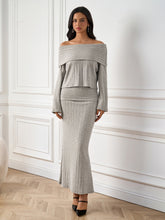 Elegant Off-Shoulder Solid Long-Sleeve Ruched Bodycon Maxi Dress