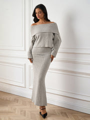 Elegant Off-Shoulder Solid Long-Sleeve Ruched Bodycon Maxi Dress