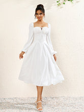 French Solid Long Sleeved Backless Ruched Slim Midi Dress