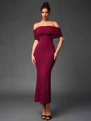 Sexy Slim Backless Ruched Strapless Solid Bodycon Maxi Dress