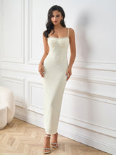 Solid Knitted Jacquard Suspender Backless Bodycon Maxi Dress