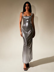 Sexy Sleeveless Backless Ruched Bodycon Strap Maxi Dress