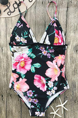 Floral Print Bralette One Piece Swimsuit