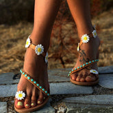 Flower Decor Flats Open-toe Sandals
