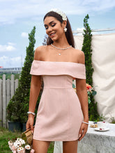 Sexy Solid Off-Shoulder Waist-Cinching Slim Strapless Bodycon Mini Dress