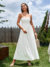 Solid Sleeveless Backless Waist-Cinching Ruched Slip Maxi Dress