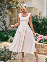 Solid Cross-Tie Sleeveless Backless Ruched Midi Dress