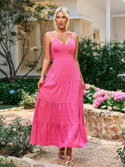 Stylish Solid Sleeveless Backless Ruched Slip Maxi Dress