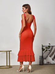 Sexy Knitted Sleeveless Backless Ruched Bodycon Maxi Dress
