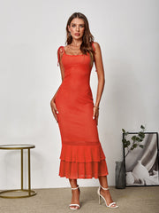 Sexy Knitted Sleeveless Backless Ruched Bodycon Maxi Dress