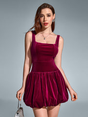 Sexy Sleeveless Backless Square-Neck Ruched Mini Dress
