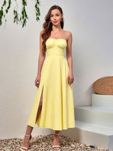 Fashionable Solid Sleeveless Bandeau Midi Dress