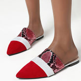 Serpentine Print Slide Pointed Toe Suede Sandals