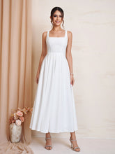Square Neck Backless Zipper Maxi Dress