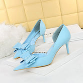 Stiletto High Heel Shallow Pointed Toe Pumps Bowknot Shoes