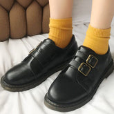 PU Round Toe Shoes With Buckle