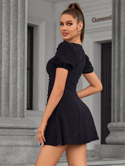 Puff-Sleeve Skater Dress