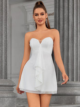 Flounce Trimmed Sweetheart Mini Dress