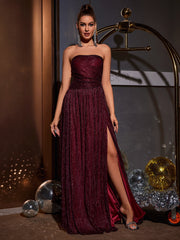 Ruby Shimmer Strapless Gown Dress