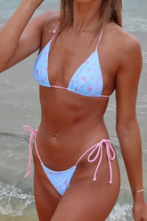 Floral Blossom Triangle Halter Tie Side Bikini Set