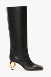 Square Toe Chain Heel Knee High Boots