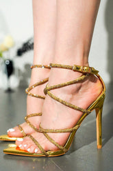 Diamante Embellished Strappy Pointed Toe High Heels