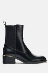 Faux Leather Rould Toe Western Ankle Boots