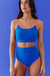 Colorblock Contrast Trim Sporty High Waisted Bikini Set