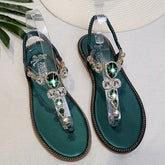 Flip Flops Flats Sandals With Rhinestone