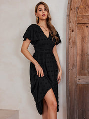 High Waist Slits Short Sleeve Dress