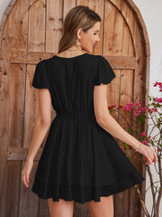 Solid Ruched Mini Dress