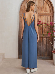 Sexy V-neck Suspender Backless Culottes