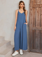 Sexy V-neck Suspender Backless Culottes