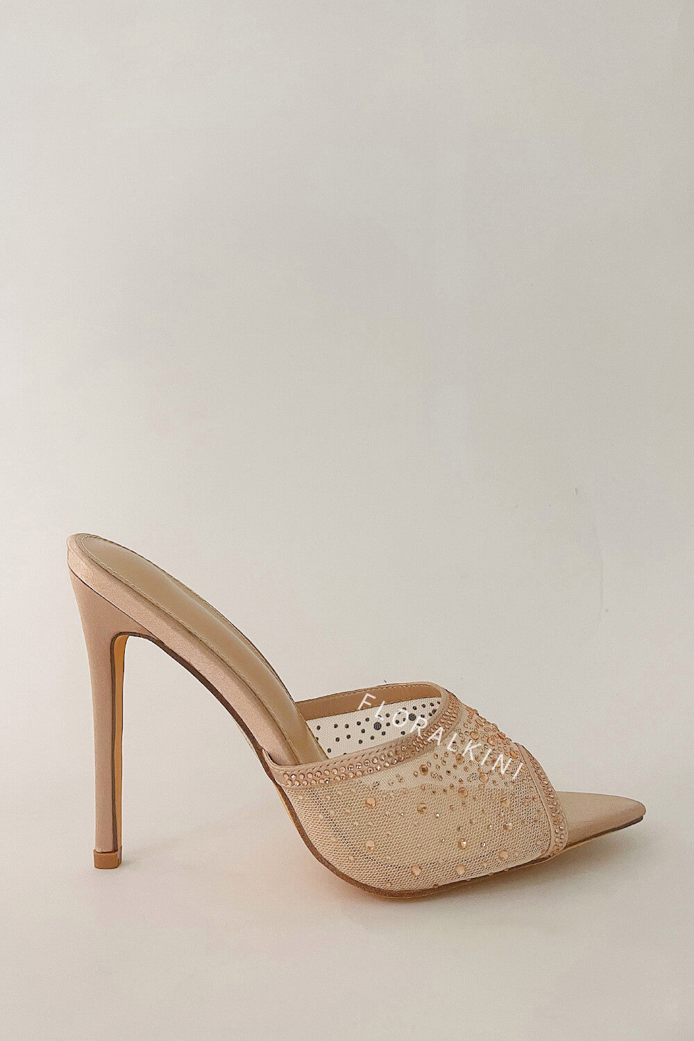Rhinestone Open Pointed Toe Stiletto Mules