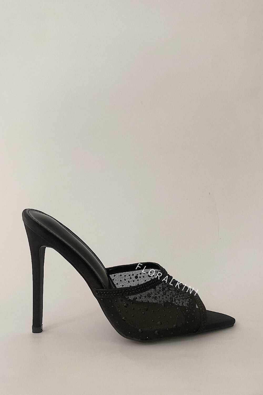 Rhinestone Open Pointed Toe Stiletto Mules