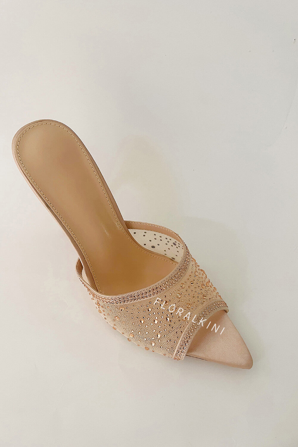 Rhinestone Open Pointed Toe Stiletto Mules