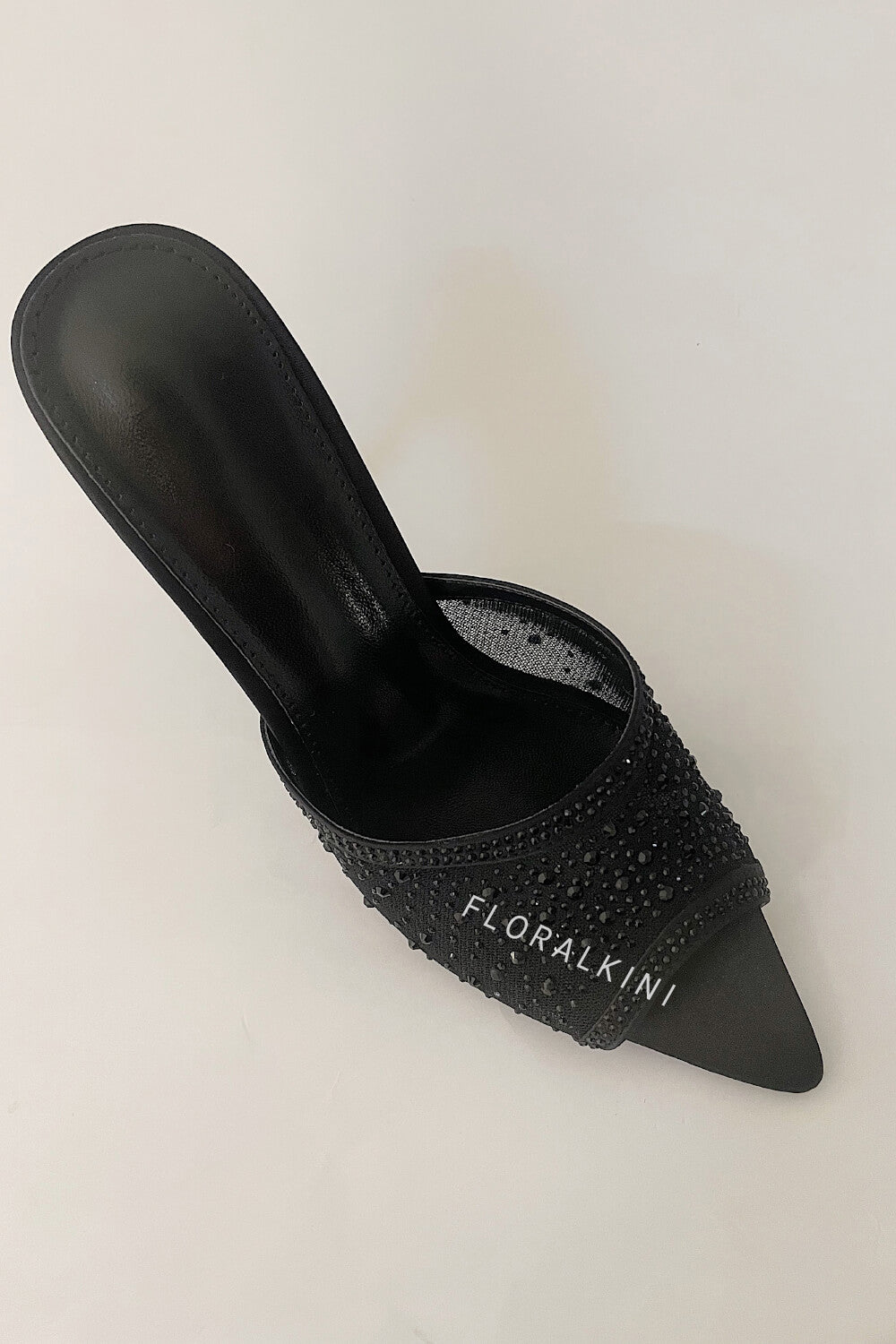Rhinestone Open Pointed Toe Stiletto Mules