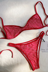 Red Gingham Micro Bralette High-Cut Bikini Set