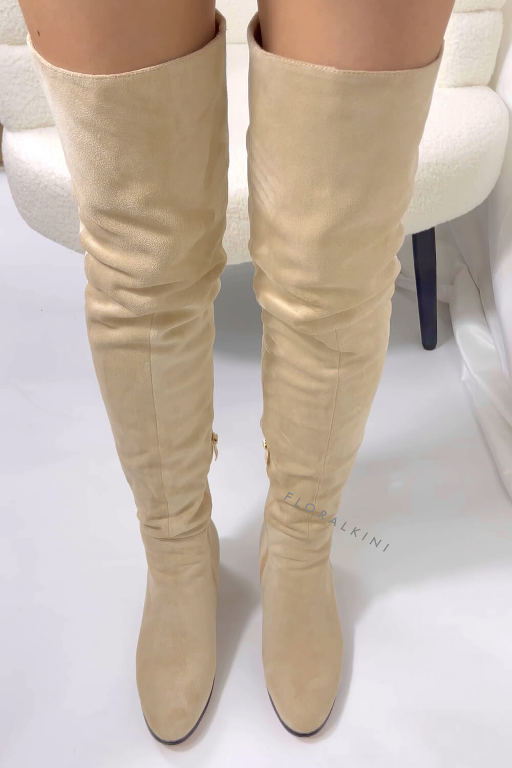 Faux Suede Over-The-Knee Thigh High Flat Boots
