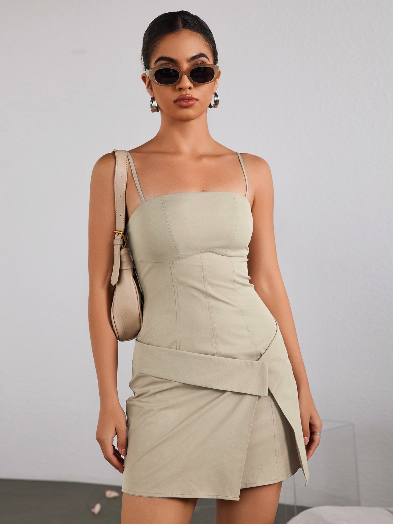 Sexy Woven Twill Suit Slip Dress