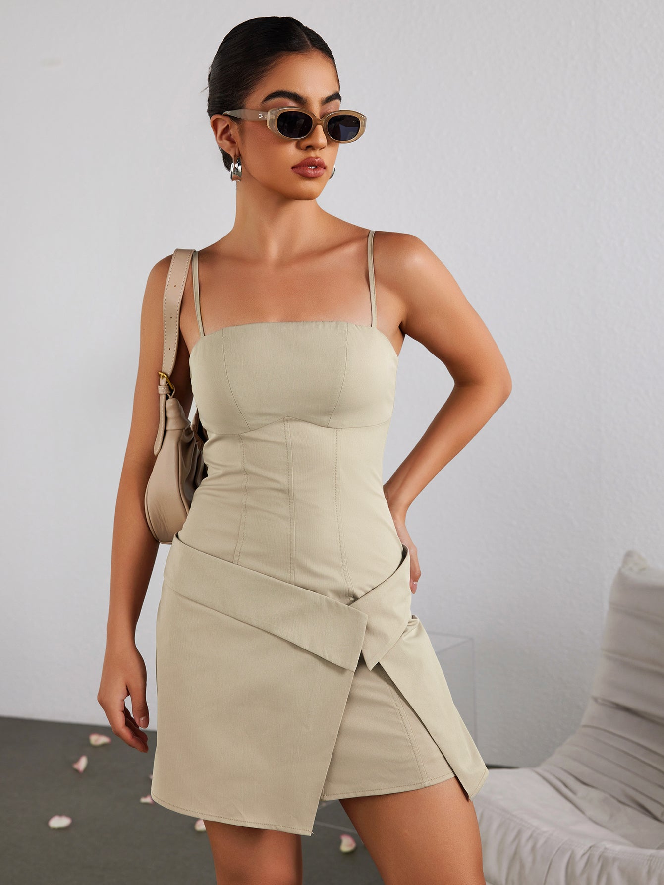 Sexy Woven Twill Suit Slip Dress