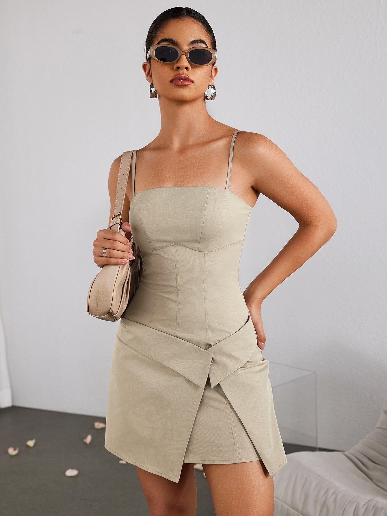 Sexy Woven Twill Suit Slip Dress