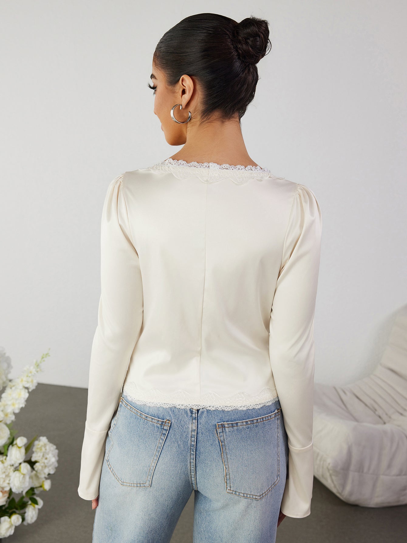 Lace-Up Long-Sleeved Top