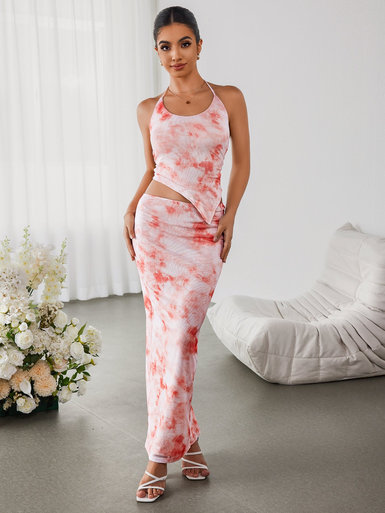 Cropped Printed Top & Bodycon Skirt