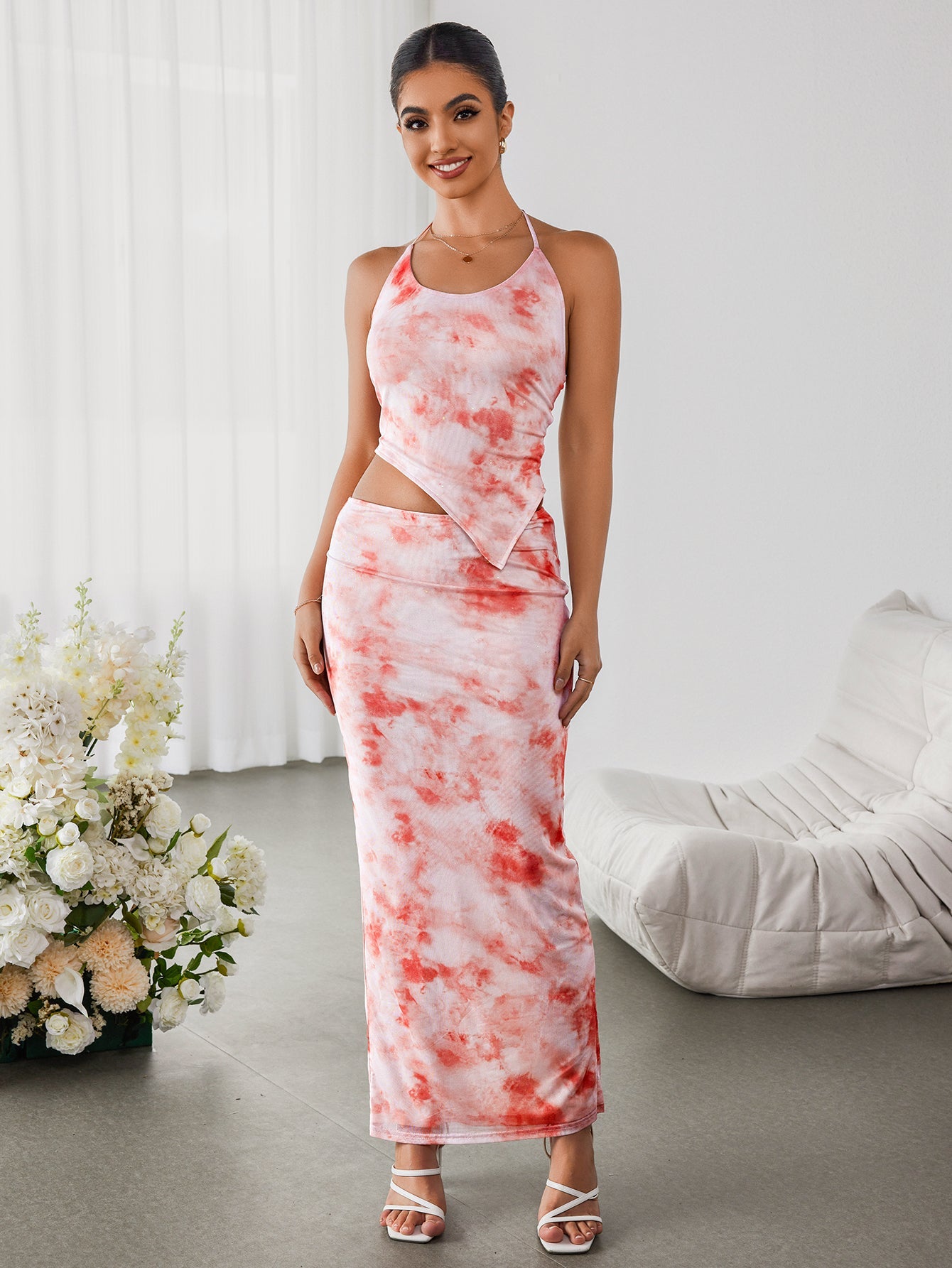 Cropped Printed Top & Bodycon Skirt