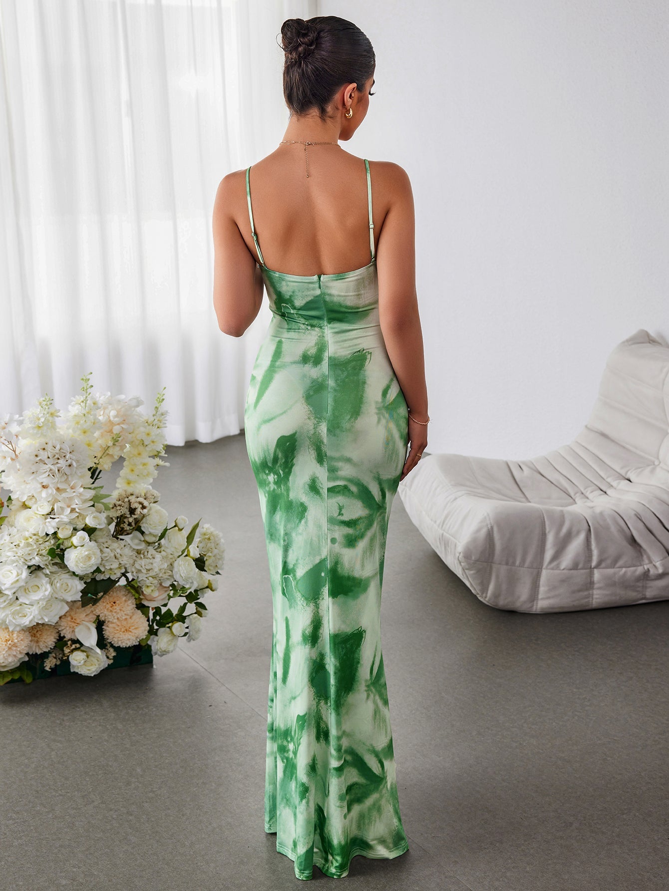 Floral Suspender Wrap Hip Dress