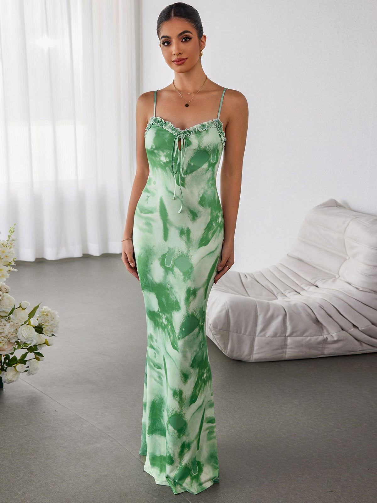 Floral Suspender Wrap Hip Dress
