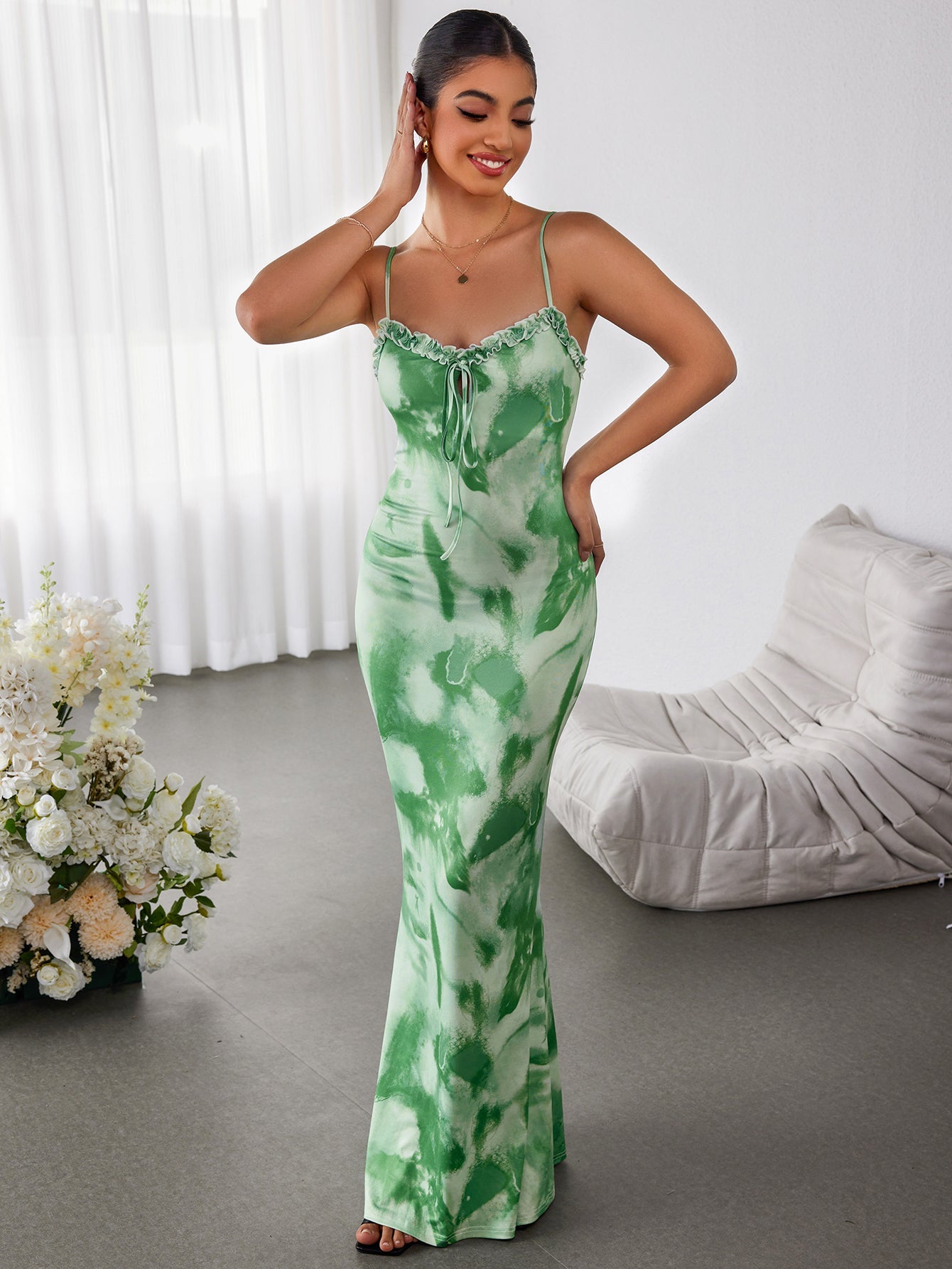 Floral Suspender Wrap Hip Dress