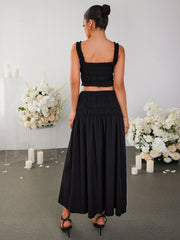 Crop Top & High-Waisted Pleated Oversized Skirt